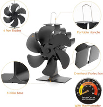 Load image into Gallery viewer, JossaColar Log Burner Fan Silent Operation | 6-Blade Stove Fans Log Burners | Wood Burner Fans Heat Powered | Fan for Wood Burning Stove | Fireplace Accessories Tools
