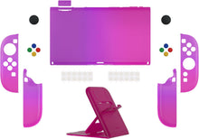 Load image into Gallery viewer, PlayVital Clear Series Protective Case for Nintendo Switch 2, Anti-Scratches Hard Shell Dockable Grip Cover with Extra Foldable Stand &amp; Thumb Grips for Nintendo Switch 2 - Clear Atomic Purple Rose Red
