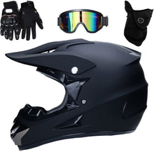 Load image into Gallery viewer, Matt Black Motorcycle Cross Helmets Full Face MTB Helmet with Goggles Mask Gloves M
