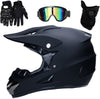 Matt Black Motorcycle Cross Helmets Full Face MTB Helmet with Goggles Mask Glove L
