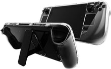 Load image into Gallery viewer, KZIOACSH Clear Case for Steam Deck/Steam Deck OLED with Kickstand, Full Protection Lightweight Shock-Absorption Hard PC Anti-Scratch Gaming Console Protective Skin Bumper Cover
