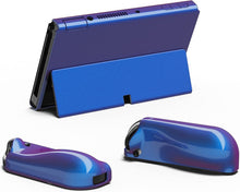 Load image into Gallery viewer, PlayVital AlterGrips Glossy Protective Slim Case for Nintendo Switch OLED, Ergonomic Grip Cover for Joycon, Dockable Hard Shell for Switch OLED w/Thumb Grip Caps &amp; Button Caps - Chameleon Purple Blue

