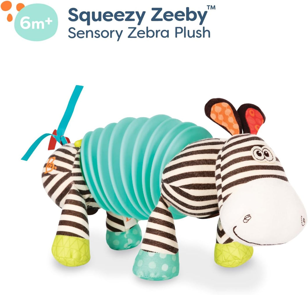 B. toys – B. Snugglies Squeezy Zeeby – Musical Accordion Zebra Plush – Sensory