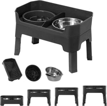 Load image into Gallery viewer, FOREYY 4-in-1 Adjustable Elevated Dog Bowls with Slow Feeder, 4 Height Non Slip
