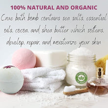 Load image into Gallery viewer, Crue Bath Bombs &amp; Natural Loofah Gift Set, 12 Handmade Organic Bubble Bath Bombs
