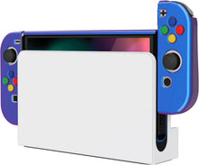 Load image into Gallery viewer, PlayVital AlterGrips Glossy Protective Slim Case for Nintendo Switch OLED, Ergonomic Grip Cover for Joycon, Dockable Hard Shell for Switch OLED w/Thumb Grip Caps &amp; Button Caps - Chameleon Purple Blue
