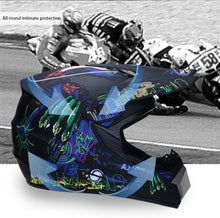 Load image into Gallery viewer, Motocross Helmet, Off Road Motorcycle Helmet, for Kids Adults ABS+EPS Shell Lightweight Impact Resistant with Goggles Gloves Face Cover 4-Piece Set LARGE
