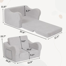 Load image into Gallery viewer, BestRoyal Grey Seating Toddler Couch, 2-in-1 Convertible Toddler Chair to sofa
