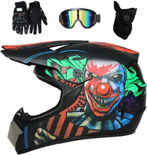 Load image into Gallery viewer, Full Face MTB Motocross Helmet Set, Youth Kids Off Road ATV Motorbike Crash Helmet, BMX Downhill Enduro Quad Dirt Bike Helmet Protective Gear, with Goggles Gloves Mask SIZE SMALL
