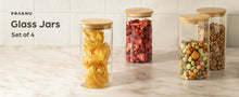 Load image into Gallery viewer, Praknu Glass Storage Jars - Set of 4 Jars With Lid - Airtight Bamboo Lids - 1200

