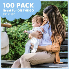 Load image into Gallery viewer, Baby Disposable Changing Pads 100 Count Incontinence Underpad Diaper Changing Liners Quick Absorb Soft Breathable Waterproof Leak Proof 13x18in
