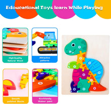 Load image into Gallery viewer, HUADADA Toddler Toys Puzzles for 2 3 4 Year Olds Kids Dinosaur Jigsaw Animals Number Shape Puzzle Gifts for Children Toddler Puzzles Boy Girls Learning Educational Toys(4 Pack)
