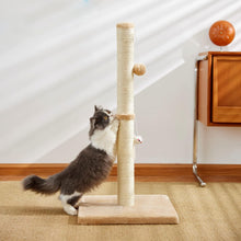 Load image into Gallery viewer, MeowHomm 32” Tall Cat Scratching Posts for indoor cats adults with 2 Hanging Ball, Large Cat Scratch Post Cat Scratcher includes Sisal Rope
