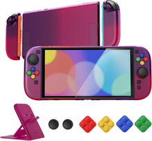 Load image into Gallery viewer, PlayVital Clear Series Protective Case for Nintendo Switch 2, Anti-Scratches Hard Shell Dockable Grip Cover with Extra Foldable Stand &amp; Thumb Grips for Nintendo Switch 2 - Clear Atomic Purple Rose Red
