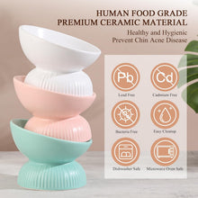 Load image into Gallery viewer, Ceramic Raised Cat Food Bowl - Tilted Elevated Cat Bowl Anti Vomit  6.1 inch
