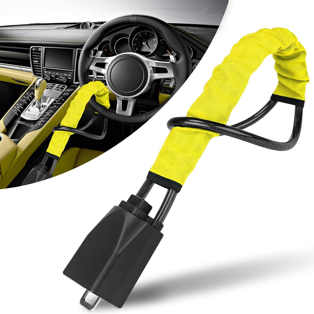 Universal Steering Wheel Lock, Seat Belt Lock, 3 Keys, High Visibility Anti-Thef