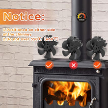 Load image into Gallery viewer, JossaColar Log Burner Fan Silent Operation | 6-Blade Stove Fans Log Burners | Wood Burner Fans Heat Powered | Fan for Wood Burning Stove | Fireplace Accessories Tools

