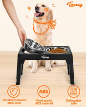 Load image into Gallery viewer, Toozey Raised Dog Bowl Height-Adjustable, Elevated Dog bowls with 2x 1200ml

