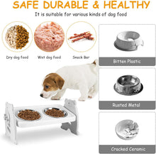Load image into Gallery viewer, Dog Bowls with Stand Raised Dog/Cat Bowl 3 Height Adjustable with 2 Bowls Grey
