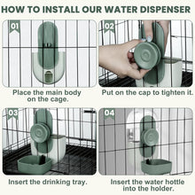 Load image into Gallery viewer, 1L Rabbit Food Dispenser - Small Animals Pet Feeder and Waterer Set - Hanging Automatic Food and Water Bowl for Cage - Feeding Station for Small Dog, Cat, Kitten, Bunny, Guinea Pig, Ferret
