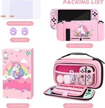 Load image into Gallery viewer, JYPS Unicorn Carrying Case Cover Kit for Nintendo Switch, Hard Shell Bundle with Handle for Console Accessories, Portable Protection Travel Bag Compatible with Nintendo Switch for Girls Gift(Pink)
