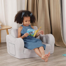 Load image into Gallery viewer, BestRoyal Grey Seating Toddler Couch, 2-in-1 Convertible Toddler Chair to sofa
