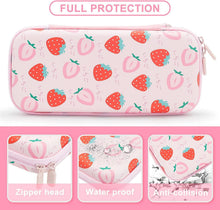 Load image into Gallery viewer, Large Switch Case Compatible with Nintendo Switch with Dockable Protective Cover, Cute Travel Carry Case Bundle Bag Portable Protective Accessories Kit , Strawberry Pink
