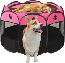 Load image into Gallery viewer, Portable Foldable Dog Play Pen,Breathable Mesh Dog Cage,Animal Pop Up Play Pen for Indoor Outdoor,Puppy Crate for Puppy,Kitten,Rabbit,Hamster,Hedgehog,Chicken(Rose Red,S)
