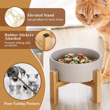 Load image into Gallery viewer, Grey Ceramic Elevated Raised Cat Bowl,Cat Food Dish with Stand, Raised Cat Food

