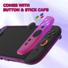 Load image into Gallery viewer, PlayVital Clear Series Protective Case for Nintendo Switch 2, Anti-Scratches Hard Shell Dockable Grip Cover with Extra Foldable Stand &amp; Thumb Grips for Nintendo Switch 2 - Clear Atomic Purple Rose Red
