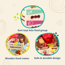 Load image into Gallery viewer, B. toys- Little Foodie Groups- Pretend Play Wooden Play Food – Food Group Crates
