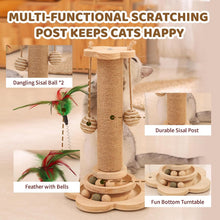 Load image into Gallery viewer, Xeticey Cat Scratching Post for Indoor Cats Scratcher Multifunctional Sturdy with Scratcher Post, Scratch Pole, Solid Wooden Base, Interactive Track
