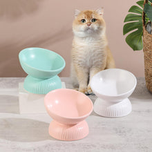 Load image into Gallery viewer, Ceramic Raised Cat Food Bowl - Tilted Elevated Cat Bowl Anti Vomit  6.1 inch
