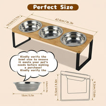 Load image into Gallery viewer, Raised Cat Food Bowl Set, 3PCS Stainless Steel Cat Bowls with 15° Tilted Stand
