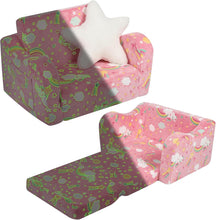 Load image into Gallery viewer, BestRoyal Rainbow Seating Toddler Couch, 2-in-1 Convertible Toddler Chair to sofa
