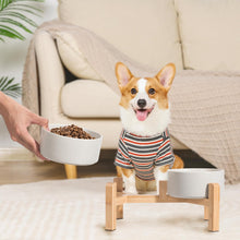 Load image into Gallery viewer, Elevated Dog Bowls Set Raised Dog Bowls with Wooden Stand Ceramic GREY
