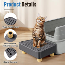 Load image into Gallery viewer, Large Litter Box Ramp, Cat Litter Step Catcher with Wooden Feet, Filter Function, Pedal Stool for Self-Cleaning Cat Litter Box, Ideal for Kitten &amp; Older Cats (Dark Grey)
