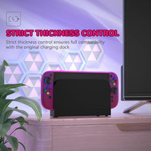 Load image into Gallery viewer, PlayVital Clear Series Protective Case for Nintendo Switch 2, Anti-Scratches Hard Shell Dockable Grip Cover with Extra Foldable Stand &amp; Thumb Grips for Nintendo Switch 2 - Clear Atomic Purple Rose Red
