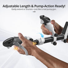 Load image into Gallery viewer, VR Gunstock for Meta Quest 2/3 Quest 3S Gun Onestock for all Adjustable Design 360° Rotatable Grips Left-Hand Friendly Pump-Action Simulation withTactical QD Sling System
