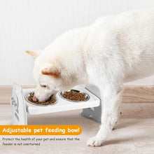 Load image into Gallery viewer, Dog Bowls with Stand Raised Dog/Cat Bowl 3 Height Adjustable with 2 Bowls Grey
