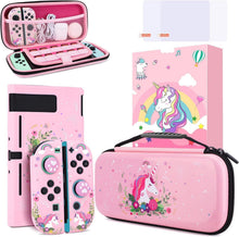 Load image into Gallery viewer, JYPS Unicorn Carrying Case Cover Kit for Nintendo Switch, Hard Shell Bundle with Handle for Console Accessories, Portable Protection Travel Bag Compatible with Nintendo Switch for Girls Gift(Pink)
