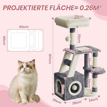 Load image into Gallery viewer, Cat Tree 107cm for Indoor Cats, Multi-Level Cat Tower with Scratching Post, Large Top Perches, Cozy Condo, Scratching Board &amp; Dangling Ball (Dark Grey and Beige)
