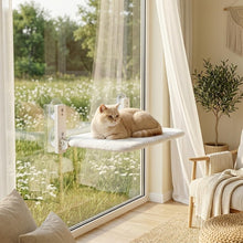 Load image into Gallery viewer, PEFUNY Cordless Folding Cat Window Perch, Cat Hammock for Window and Wall, with 4 Suction Cups, Sturdy Setal Frame for Glass Windows and Interior Walls (White Large)
