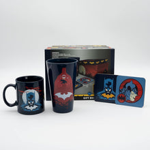 Load image into Gallery viewer, DC BATMAN GLOW IN THE DARK GIFT SET MUG, GLASS,  COASTERS, GIFT BOX
