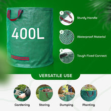 Load image into Gallery viewer, Garden Waste Bags Heavy Duty Reusable Sacks with Handles Set of 2 with gloves 400L
