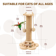 Load image into Gallery viewer, Xeticey Cat Scratching Post for Indoor Cats Scratcher Multifunctional Sturdy with Scratcher Post, Scratch Pole, Solid Wooden Base, Interactive Track
