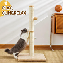 Load image into Gallery viewer, MeowHomm 32” Tall Cat Scratching Posts for indoor cats adults with 2 Hanging Ball, Large Cat Scratch Post Cat Scratcher includes Sisal Rope
