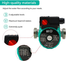 Load image into Gallery viewer, BACOENG Cast Iron Central Heating Pump Hot Water Circulator Pump, 1-1/2&quot; 220V BSP Boiler Radiator Circulation Pump for Solar Heater Circulator, RS25-6
