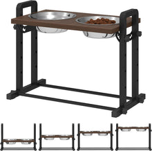 Load image into Gallery viewer, PawHut Raised Dog Bowls with Stand 4 Heights Adjustable Large Breeds Brown
