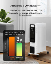 Load image into Gallery viewer, Pro Breeze OmniWarm 2500W Oil Filled Radiator with 11 Fins Digital Screen
